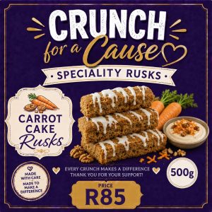 Carrot Cake Rusks 500g pack for Crunch for a Cause fundraiser